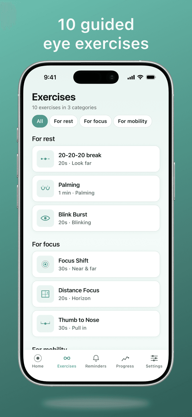 Guided exercises, one tap away
